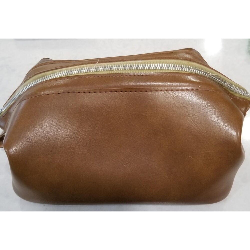 Vintage travel products brown cosmetic dopp travel bag - Picture 11 of 12